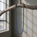 Pánský korálkový náhrdelník Fernando Gold - 6 mm lapis lazuli, Zlatá 55 cm