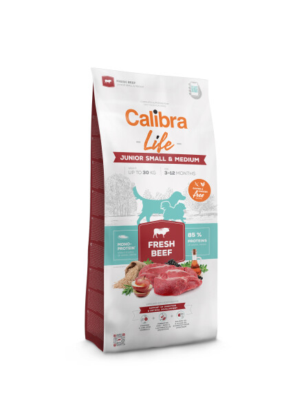 Calibra Dog Life Junior Small & Medium Fresh Beef Hmotnost balení: 12 Kg