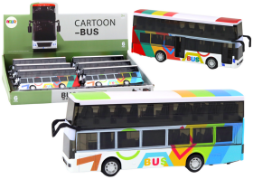 Mamido Dvoupatrový kovový autobus s pohonem barevný se světly a zvuky