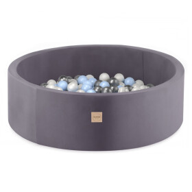 PLUSH NEST PLUSH NEST Suchý bazén kulatý Samet (šedý) Ø 90 × 30 cm s 200 míčky