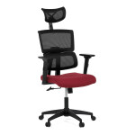 Kancelářská židle, potah bordó látka a černá síťovina MESH, houpací mech.