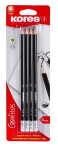 Kores Trojhranná tužka č. 2 = HB s gumou 4 ks