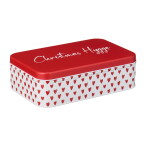 Ib Laursen Plechová dóza Oblong Christmas Hygge, červená barva, kov
