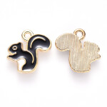 Kovový přívěsek - veverka - černá - 13 × 15 × 2 mm- 1 ks