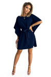 SOFIA Tmavě modré dámské šaty se zavazováním pase model 17911531 numoco Možnost: