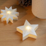 Räder Vánoční porcelánová LED dekorace Double Star, bílá barva, porcelán