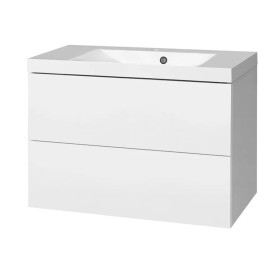 MEREO - Aira, koupelnová skříňka s umyvadlem z litého mramoru 81 cm, bílá CN711M