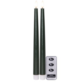 STAR TRADING LED svíčka Flamme Slim Green 28 cm – set 2 ks + dálkový ovladač, zelená barva, vosk
