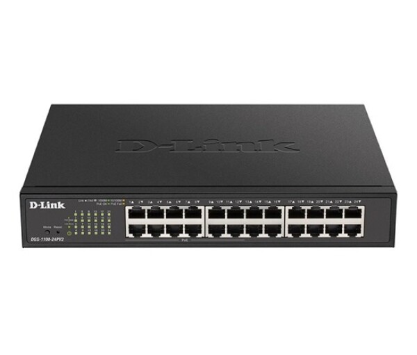 D-Link DGS-1100-24PV2 24-Port PoE Gigabit Smart Managed Switch, 12x PoE, PoE budget 100W, fanless EDF_385509
