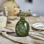 Bloomingville Keramická vázička Ramia Green, zelená barva, keramika