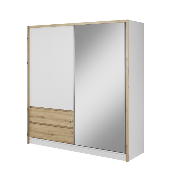 FRONTI Šatní skříň SARA 200 Bílá + dub artisan 8802