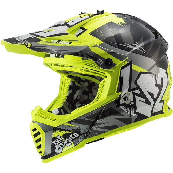 LS2 Motokrosová helmaLS2 MX437 FAST EVO CRUSHER BLACK H-V YELLOW Velikost.: