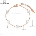 Perlový náramek Franci - chirurgická ocel, perla, Zlatá 16 cm + 4 cm (prodloužení)