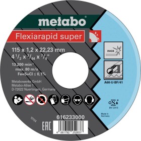 Metabo 616233000 Řezný kotouč 115 mm 25 ks Nerezová ocel