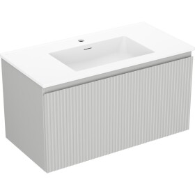 MEXEN/S - Rivel koupelnová skříňka 90 cm s umyvadlem Otis, 1 šuplík, reliéf , šedá mat/bílá mat 91A20-09047-1-BF62-W18M01