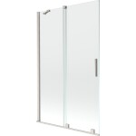 MEXEN/S - Velar dvoukřídlá posuvná vanová zástěna 110 x 150, transparent, nikl kartáčovaný 896-110-000-01-97
