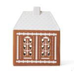 KÄHLER Porcelánový svícen Gingerbread Lighthouse Medium, hnědá barva, porcelán