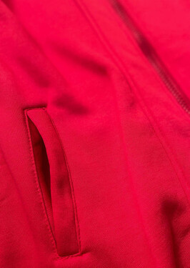 Dlouhá červená dámská rozepínací mikina model 15819931 - LHD Barva: odcienie czerwieni, Velikost: S (36)