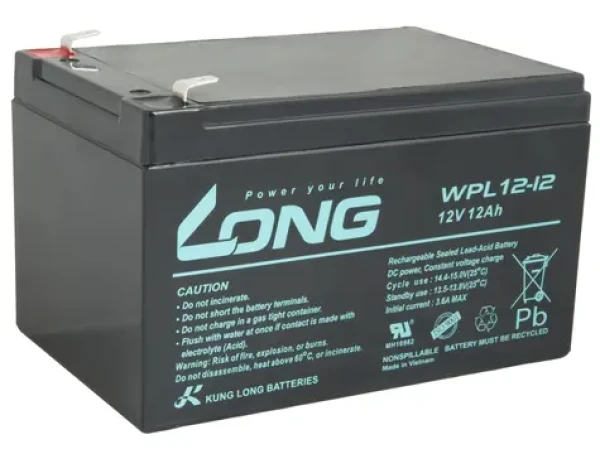 Long WPL12-12 / Olověný akumulátor / AGM / 12V / 12Ah / F2 / LongLife 9 let (PBLO-12V012-F2AL)