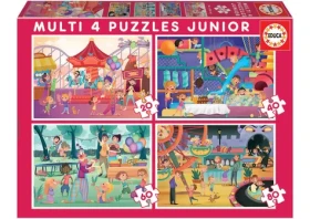 EDUCA Puzzle Zábavní park a Dětská párty 4v1