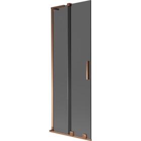 MEXEN/S - Velar L dvoukřídlá posuvná vanová zástěna 70 x 150, grafit, růžové zlato 896-070-003-41-60