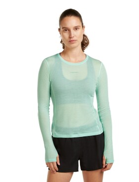 Dámské merino triko s dlouhým rukávem ICEBREAKER Wmns 75 Cool-Lite Featherlight LS Crewe, Mint velikost: XS
