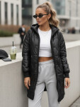Dlouhá dámská prošívaná bunda s kapucí TY5809 černá - FashionStreet 2XL