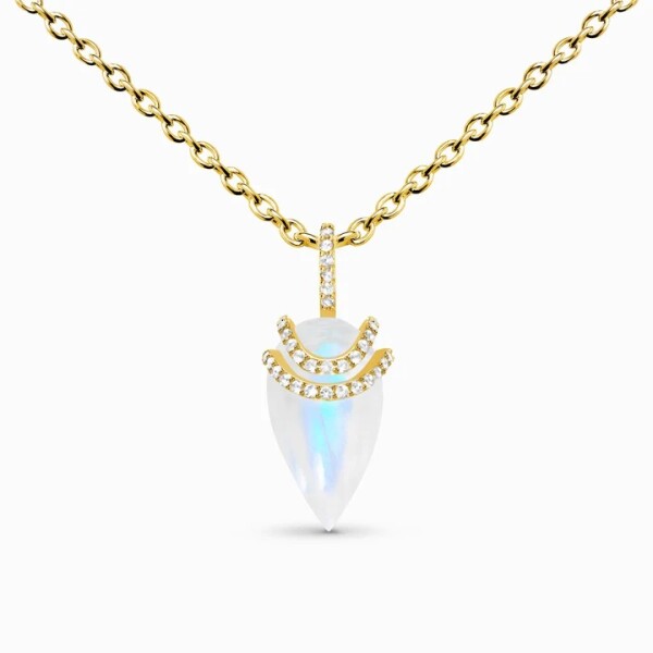 Royal Fashion náhrdelník 14k zlato Vermeil GU-DR23099N-YELLOWGOLD-MOONSTONE-TOPAZ