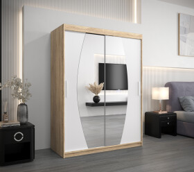 Šatní skříň Abi E0 Barva korpusu: Dub Sonoma, Rozměry: 150 cm, Dveře: Bílá
