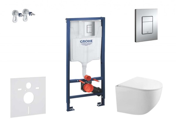 GROHE - Rapid SL Set předstěnové instalace, klozetu Gaia a sedátka softclose, tlačítko Skate Cosmpolitan, chrom SANI11BA1105