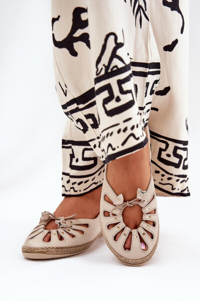 Ploché baleríny z přírodní kůže Zazoo 10179 béžové 39