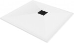 MEXEN/S - Stone+ čtvercová sprchová vanička 80 x 80, bílá, mřížka černá 44108080-B