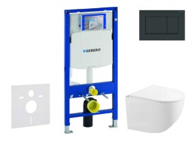 GEBERIT - Duofix Set předstěnové instalace, kompaktního klozetu Gaia a sedátka softclose, tlačítko Sigma30, černá lesk/černá mat SANI11CA5120