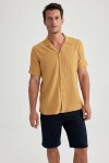 DEFACTO Modern Fit Polo Neck Linen Blend Short Sleeve Shirt