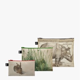 Taštičky na zip 3 ks LOQI ALBRECHT DUERER Rhinocerus, The Large Piece of Turf, Hare