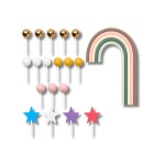 Dortisimo Zápich do dortu Růžovo-hnědá duha s hvězdami a koulemi (26 ks)