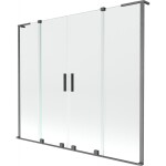 MEXEN/S - Velar L Duo dvoukřídlá posuvná vanová zástěna 200 x 150, transparent, grafit kartáčovaná 896-200-003-02-66
