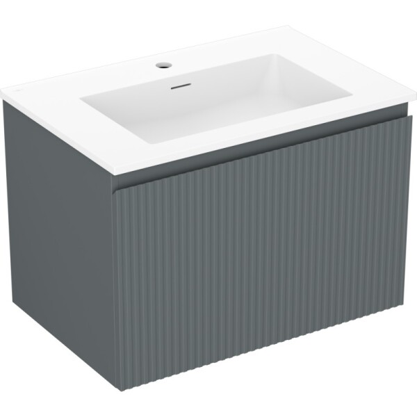 MEXEN/S - Rivel koupelnová skříňka 70 cm s umyvadlem Otis, 1 šuplík, reliéf , grafit mat/bílá mat 91A20-07047-1-BF66-W18M01