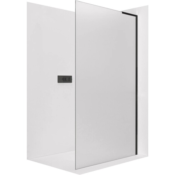 CERANO Sprchová zástěna Walk-in Onyx L-pravá vzpěra - 8 mm - černá matná, mléčné sklo - 60x200 cm