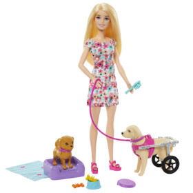 Barbie panenka a pejsek s invalidním vozíčkem