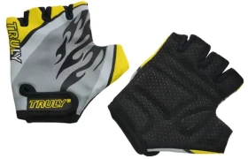 RULYT Cyklorukavice TRULY JUNIOR žlutá, vel. 4 / Dětské / Polstrované dlaně / Suchý zip (CYKLORUKA-4,4)