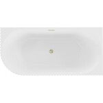MEXEN/S - Gia volně stojící rohová vana reliéf pravá 170 x 80, bílá lesk, sifon a přepad zlatá kartáčovaná 52701708000P-55