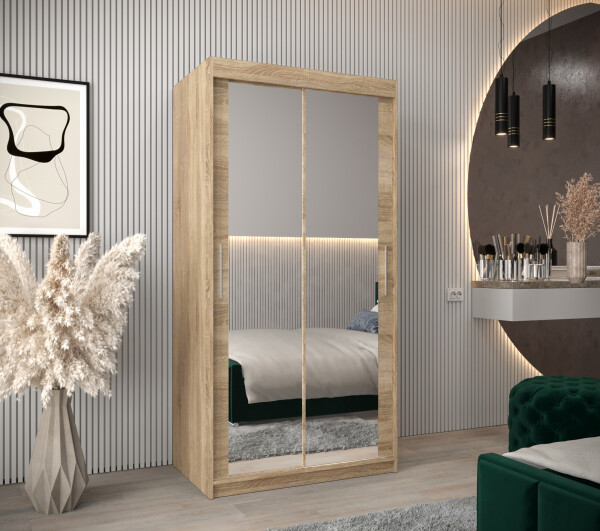 Šatní skříň Abi T3 Barva korpusu: Dub Sonoma, Rozměry: 100 cm, Dveře: Dub sonoma
