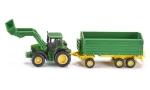 Siku Farmer 1843 John Deere s čelním nakladačem a přívěsem