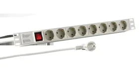 19" EFB Zásuvkový panel 1HE šedá / Prodlužovací přívod / 8x CEE 7/3 / Vypínač / Hliník / 16 A (EK631DE.2GR)