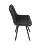 Židle jídelní, černá látka v dekoru broušené kůže, černý kov