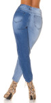 Sexy Highwaist Bi-Color Mom Jeans Použitý vzhled denimblue