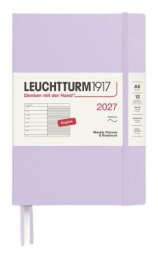 Týdenní plánovač & Zápisník Lilac, Medium A5 2027, Softcover, anglicky