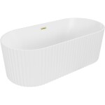 MEXEN/S - Paola volně stojící vana reliéf 170 x 80, bílá mat, sifon a přepad zlatá kartáčovaná 52721708001-55