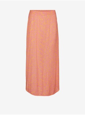 Růžovo-oranžová dámská květovaná maxi sukně Vero Moda Menny Dámské